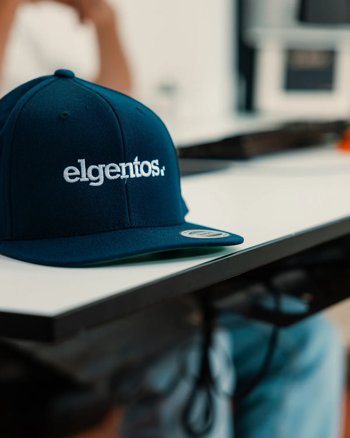 Een elgentos-pet op een bureau op kantoor in Groningen